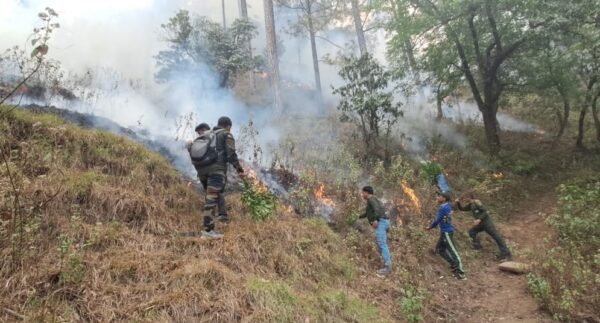 चमोली : जंगलों में लगी आग से जिले में छायी धूंध, वन विभाग लगा आग बुझाने में