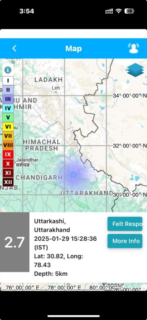 उत्तरकाशी में फिर आया भूकंप, जिला मुख्यालय और संगमचट्टी क्षेत्र में महसूस किए गए झटके ………….